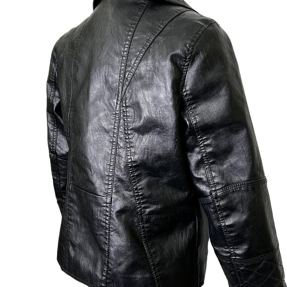 Indigo Saints Black Vegan Leather Moto Short Jacket Womens Medium - Picture 9 of 12